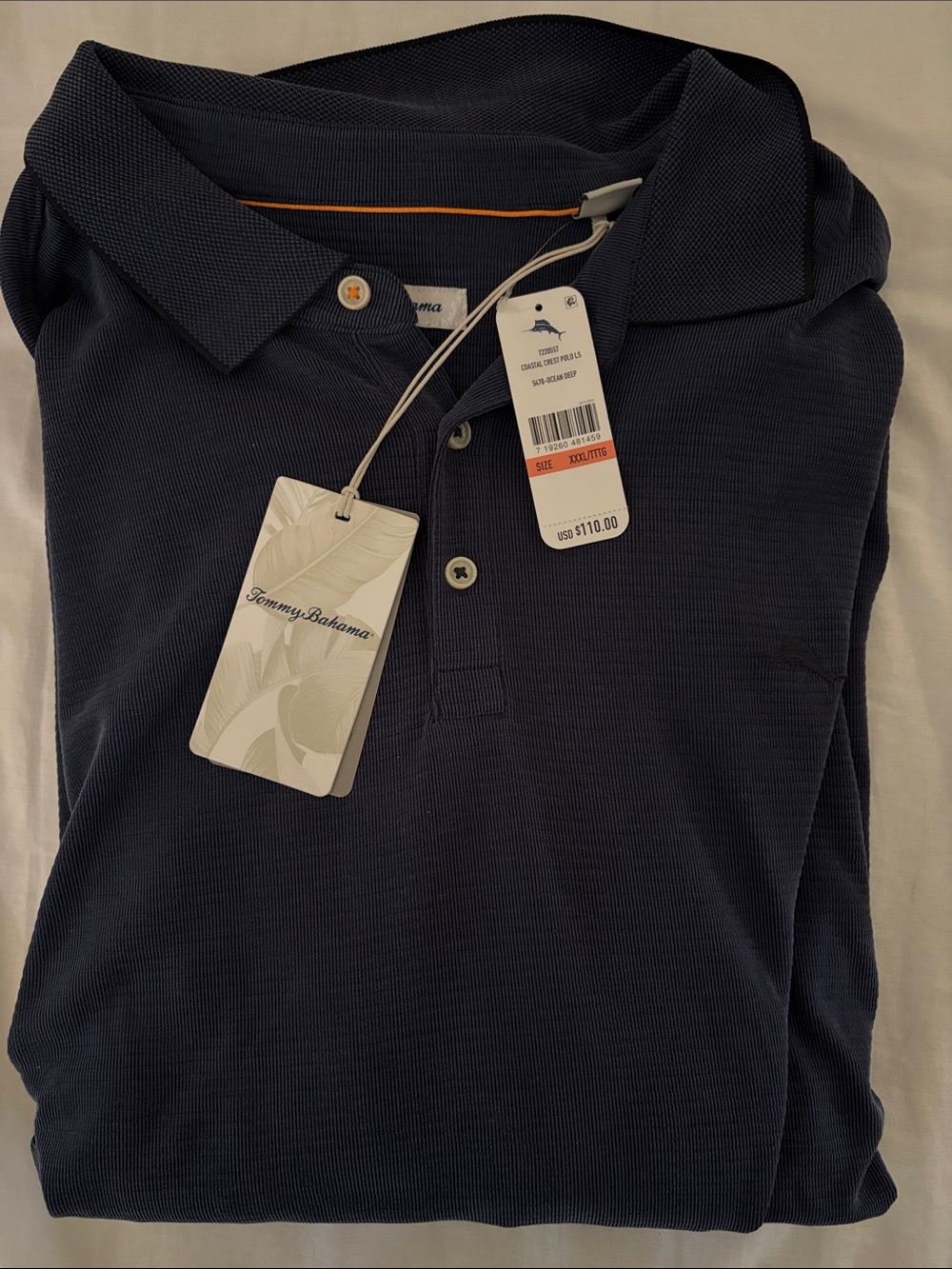 Tommy Bahama Men's Navy Polo Long Sleeve Island Zone Shirt